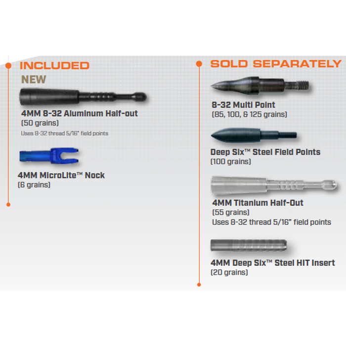 Easton Axis 4mm Long Range arrow shaft components