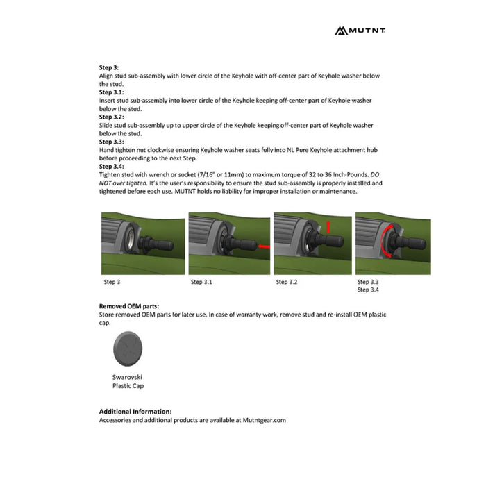 MUTNT Gear Gen 2 Swarovski NL Pure stud adapter installation instructions page 2