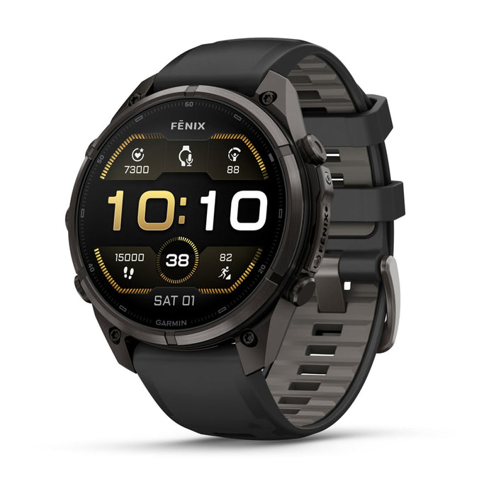 Garmin Fenix 9 Pro 47mm AMOLED Carbon Gray DLC Titanium Smartwatch - front
