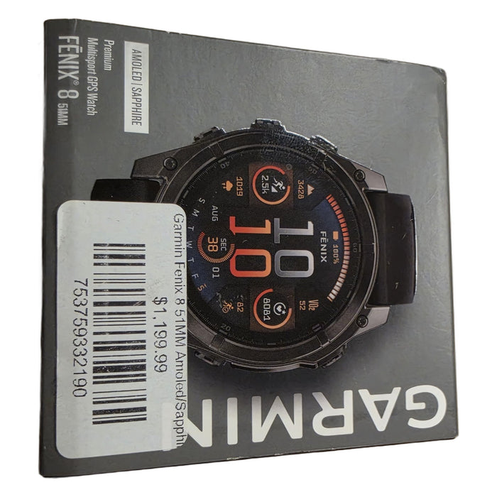 Garmin Fenix 8 AMOLED 51mm Sapphire Carbon Grey & Black Smartwatch (Used)