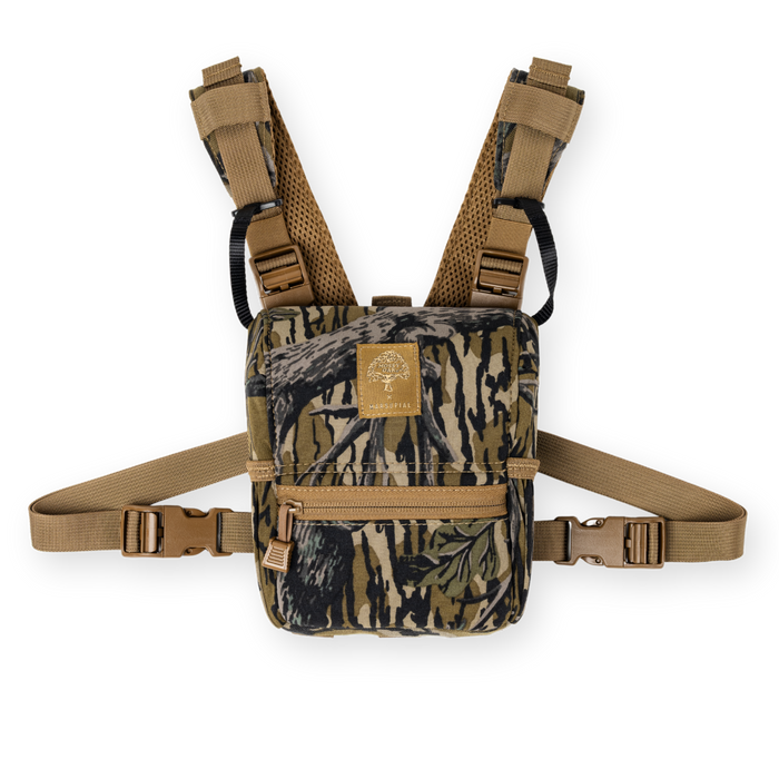 Marsupial Gear Enclosed Binocular Chest Pack in Mossy Oak Original Treestand front view