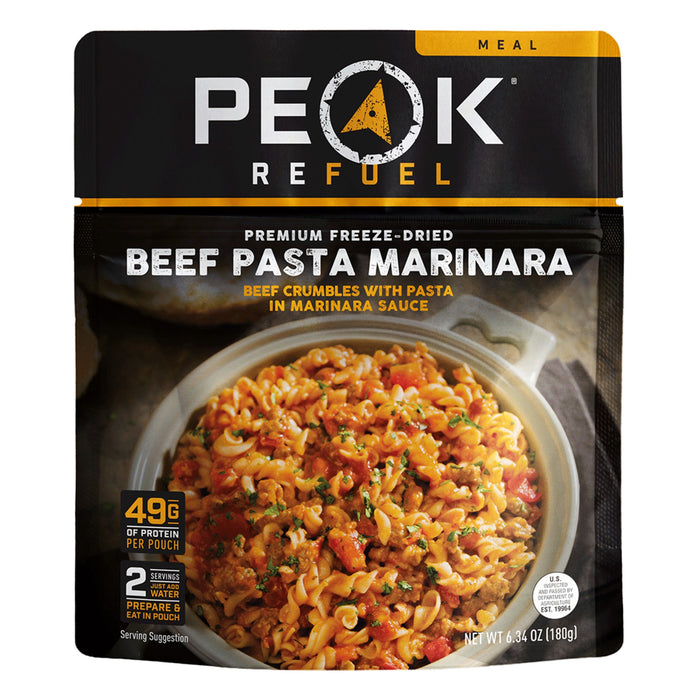 Peak Refuel Beef Pasta Marinara freeze dried meal pouch