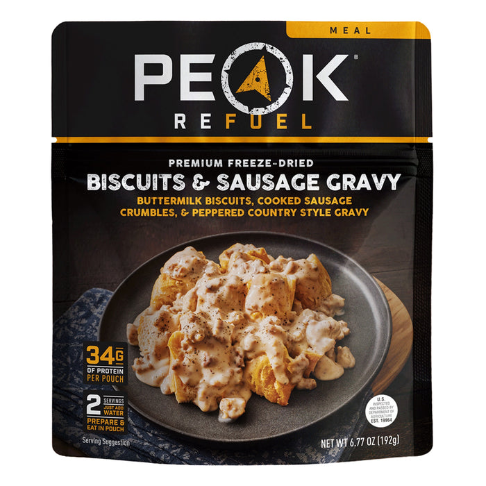 Peak Refuel Biscuits and Sausage Gravy freeze dried meal pouch