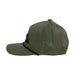 Ross Outdoors Olive Ranger 5-Panel Hat - side view showing perforated panels and curved visor