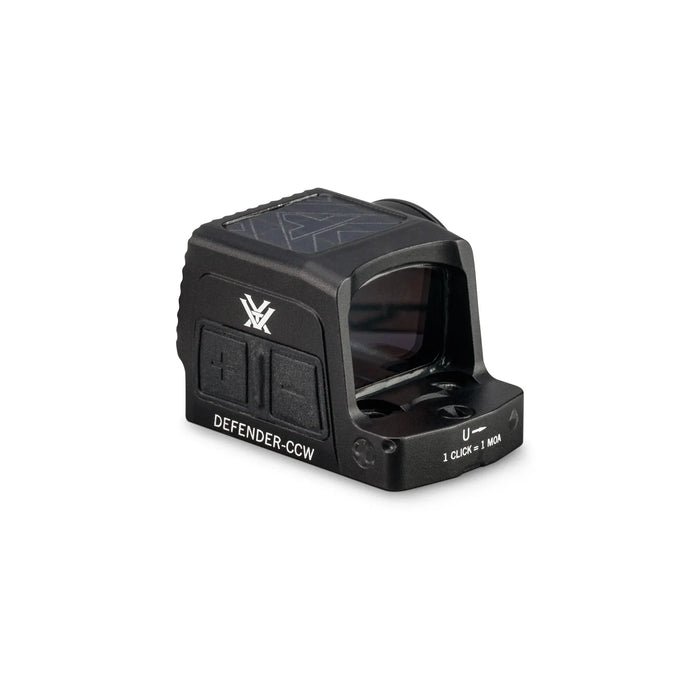Vortex Defender-CCW enclosed solar micro red dot, back left